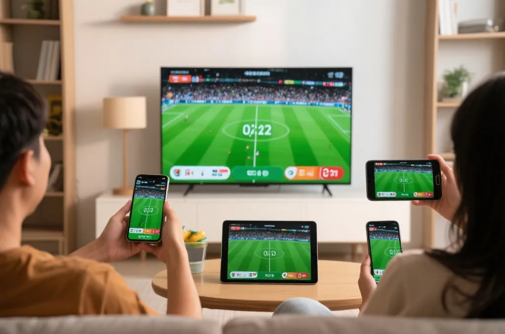 多设备联动查看世界杯实时比分的场景